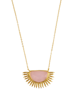 Ottoman Hands Sunrise Rose Quartz Necklace, Gold, Gold