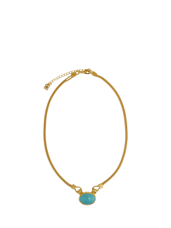 Ottoman Hands Daphne Turquoise Chain Necklace, Gold, Gold