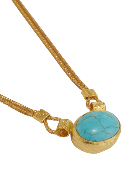 Ottoman Hands Daphne Turquoise Chain Necklace, Gold - view 2, Gold