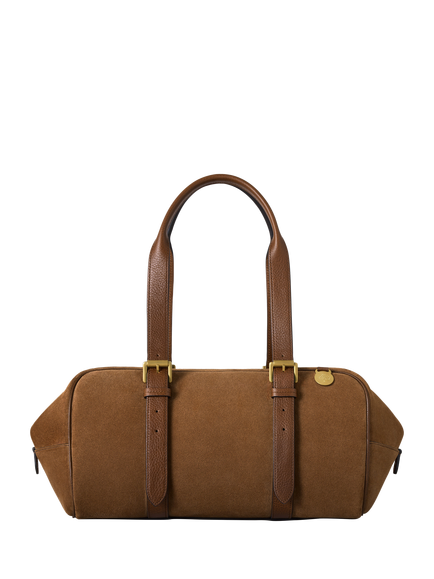 Mulberry Boston Suede Twin Handle Grab Bag, Vintage Oak, Vintage Oak