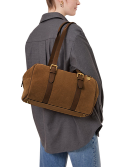 Mulberry Boston Suede Twin Handle Grab Bag, Vintage Oak - view 2, Vintage Oak