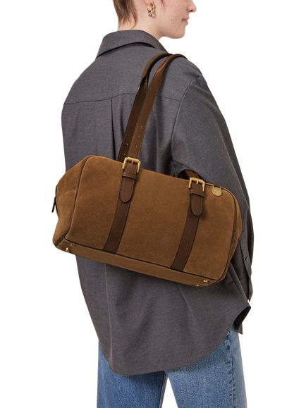 Mulberry Boston Suede Twin Handle Grab Bag, Vintage Oak - view 2, Vintage Oak