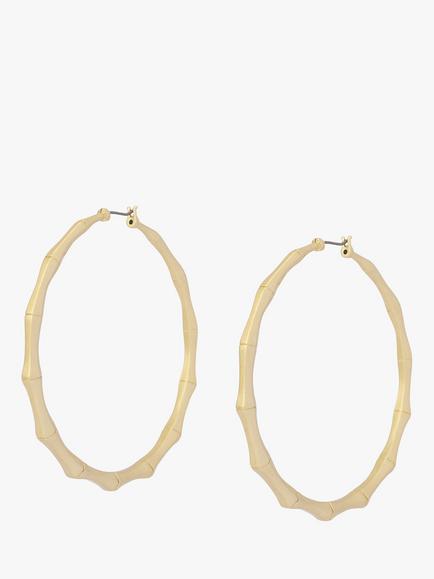 AllSaints Large Bamboo Hoop Earrings, Gold - view 2, Gold