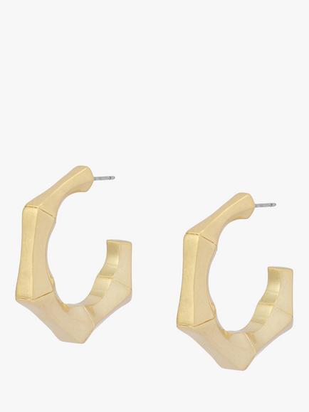 AllSaints Small Bamboo Hoop Earrings, Gold - view 2, Gold