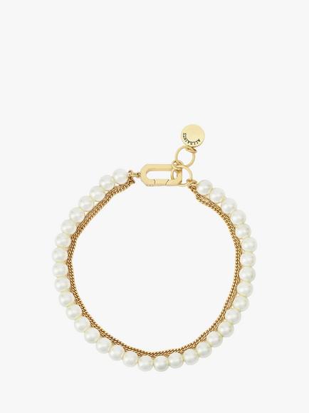 AllSaints Pearl Multi Chain Bracelet, Gold, Pearl / Gold