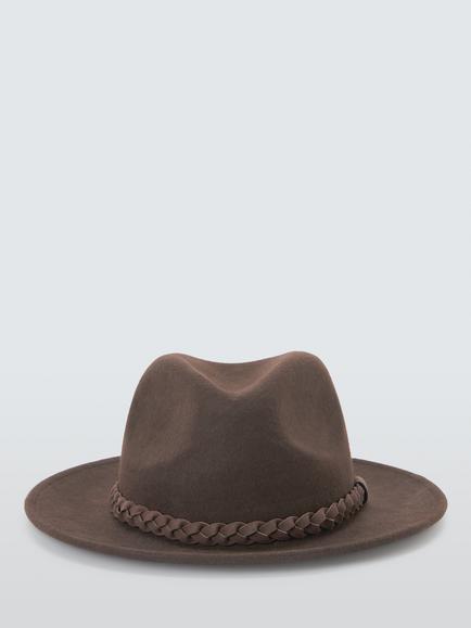 John Lewis Wool Fedora, Chocolate - view 2, Chocolate