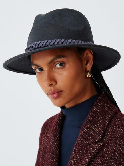 John Lewis Wool Fedora, Navy, Navy