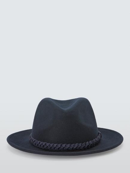 John Lewis Wool Fedora, Navy - view 2, Navy