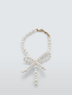 Completedworks x John Lewis Glass Pearl Bow Bracelet, Gold, Gold
