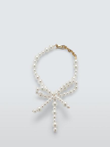 Completedworks x John Lewis Glass Pearl Bow Bracelet, Gold, Gold
