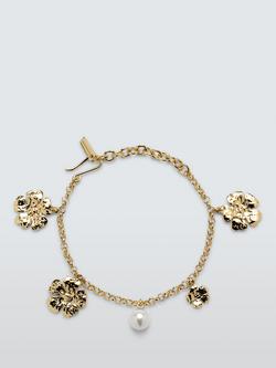 Completedworks x John Lewis Gold Flower Charm Bracelet, Gold, Gold