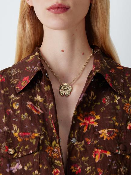 Completedworks x John Lewis Gold Flower Chain Necklace, Gold - view 2, Gold