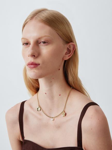 Completedworks x John Lewis Flower Charm Necklace, Gold - view 2, Gold