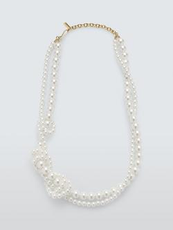 Completedworks x John Lewis Twisted Glass Pearl Necklace, Gold, Gold