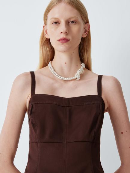 Completedworks x John Lewis Twisted Glass Pearl Necklace, Gold, Gold