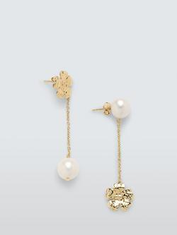 Completedworks x John Lewis Flower and Pearl Asymmetric Earrings, Gold, Gold