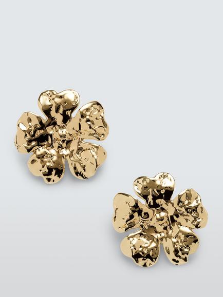Completedworks x John Lewis Gold Large Flower Studs, Gold, Gold