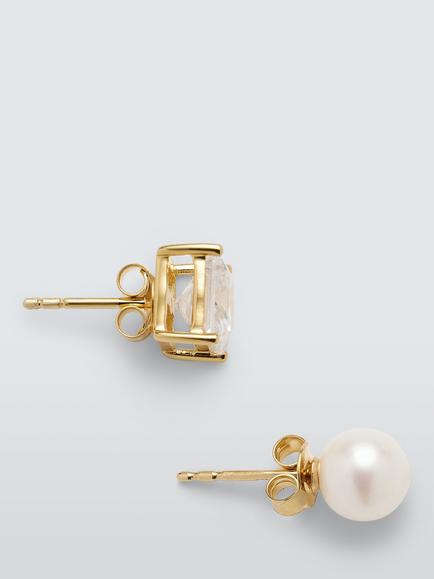 Completedworks x John Lewis Pearl CZ Earrings, Gold, Gold