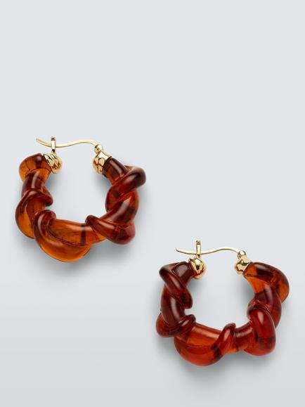 Completedworks x John Lewis Tort Resin Twist Hoop Earrings, Tortoiseshell, Tortoiseshell