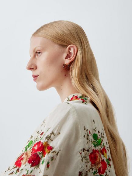 Completedworks x John Lewis Tort Resin Twist Hoop Earrings, Tortoiseshell - view 2, Tortoiseshell