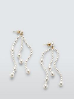 Completedworks x John Lewis Twisted Glass Pearl Bead Earrings, Gold, Gold