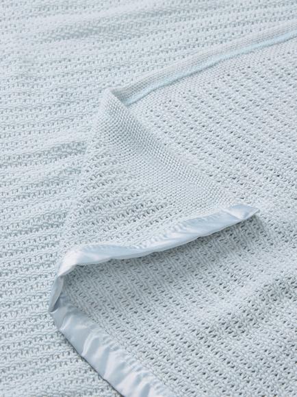 John Lewis Cellular Baby Blanket - view 2, Blue
