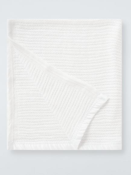 John Lewis Cellular Baby Blanket, White, White