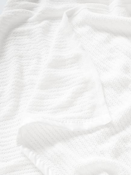John Lewis Cellular Baby Blanket, White - view 2, White