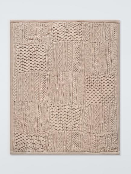 John Lewis Cable Knit Patchwork Blanket, Taupe, Taupe