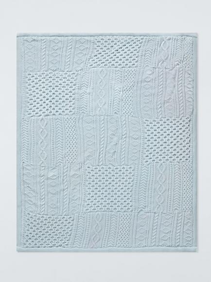 John Lewis Cable Knit Patchwork Blanket, Blue, Blue