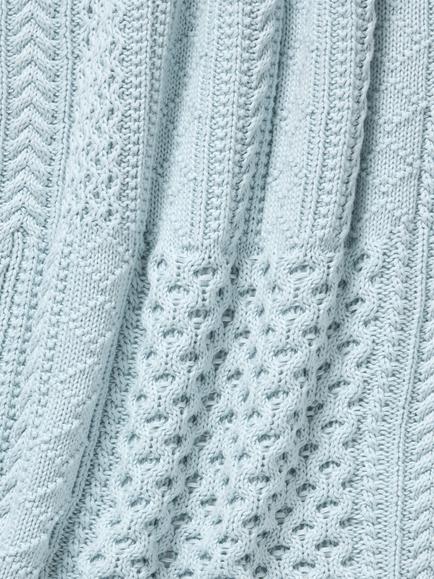 John Lewis Cable Knit Patchwork Blanket, Blue - view 2, Blue
