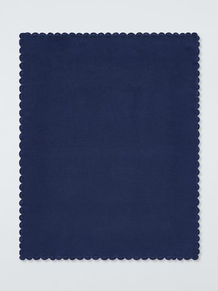 John Lewis Scallop Knit Baby Blanket, Navy