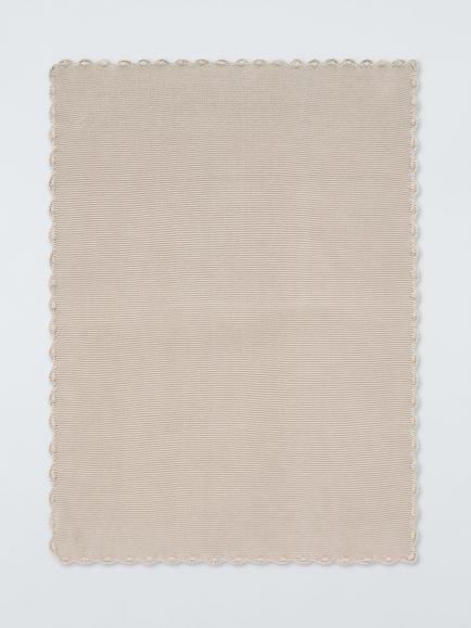John Lewis Scallop Knit Baby Blanket, Taupe