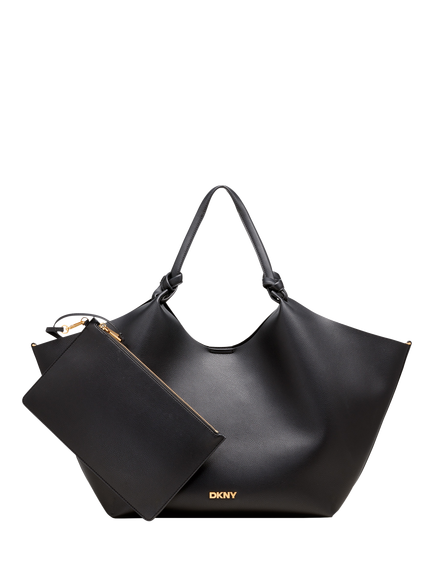 DKNY Paula Large Shopper Tote Bag, Black/Gold, Black/Gold