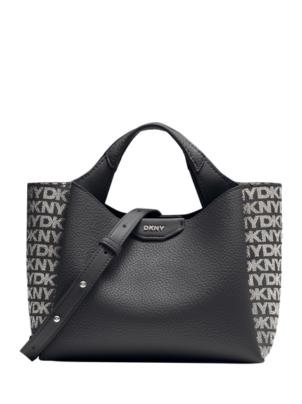 DKNY Willa Mini Satchel Tote Bag, Black/Silver, Black/Silver