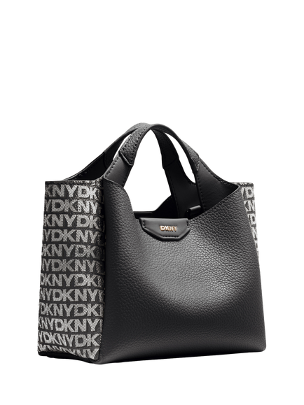 DKNY Willa Mini Satchel Tote Bag, Black/Silver - view 2, Black/Silver