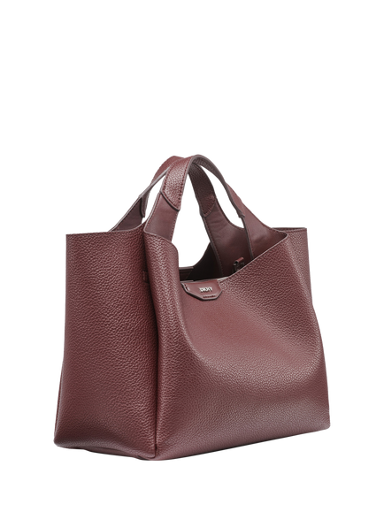 DKNY Willa Leather Satchel Handbag, Aged Wine - view 2, Aged Wine
