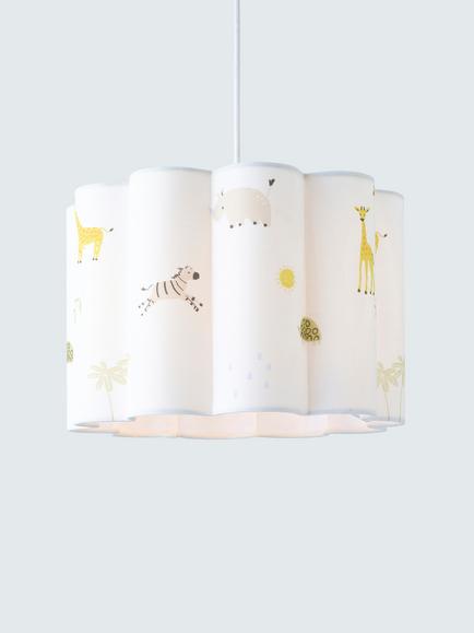 John Lewis Soft Safari Scallop Lampshade, White Multi