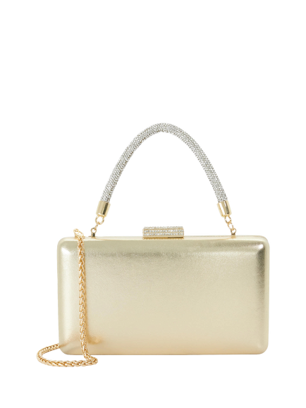 Dune London Beaut Diamante Handle Clutch Bag, Gold