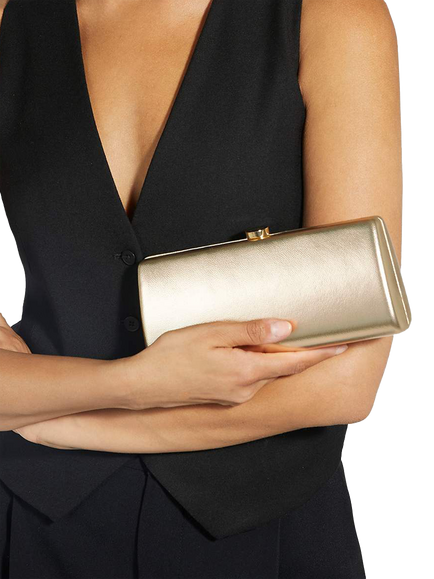 Dune London Belinda Textured Cross Body Clutch Bag, Gold - view 2, Gold