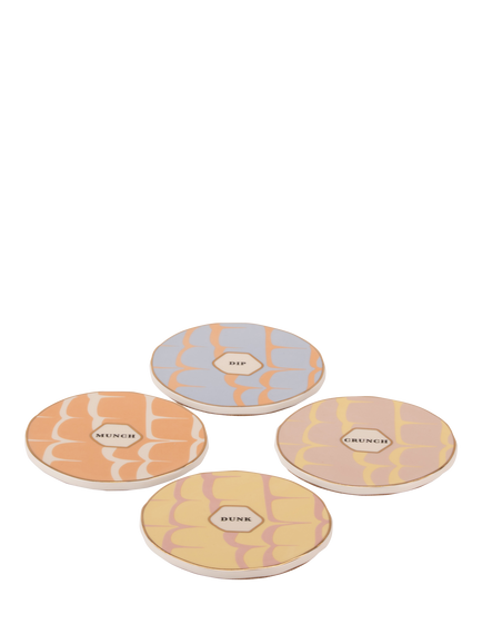 Yvonne Ellen Party Ring Bone China Coasters, Set of 4, Multi