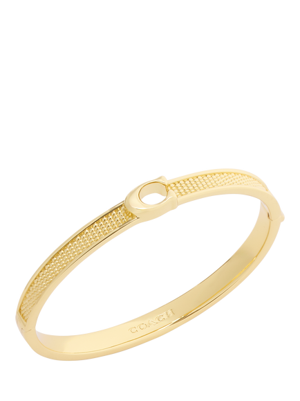 Coach Textured Bangle Bracelet, Gold - view 2, Gold
