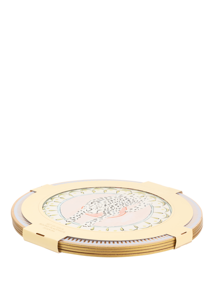 Yvonne Ellen Animal Cork-Backed Round Placemats, Set of 4, Multi, Multi