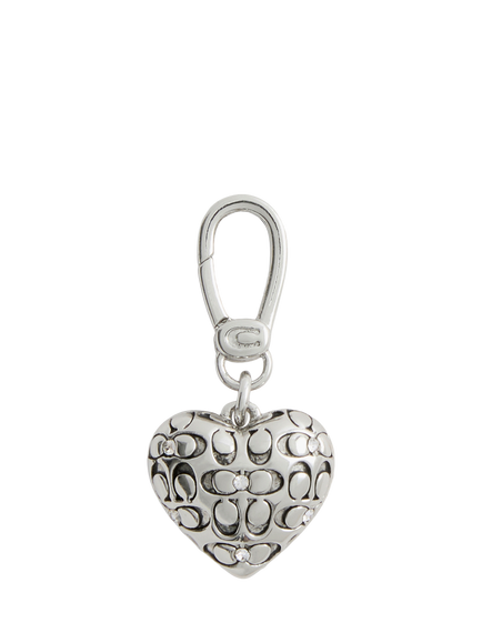 Coach Quilted Heart Charm, Silver, Silver