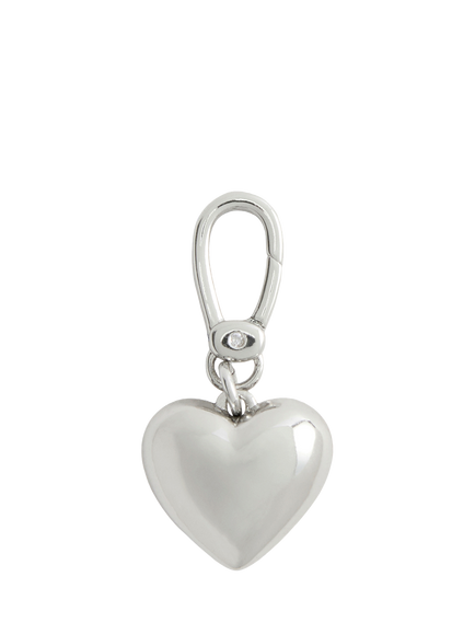 Coach Quilted Heart Charm, Silver - view 2, Silver
