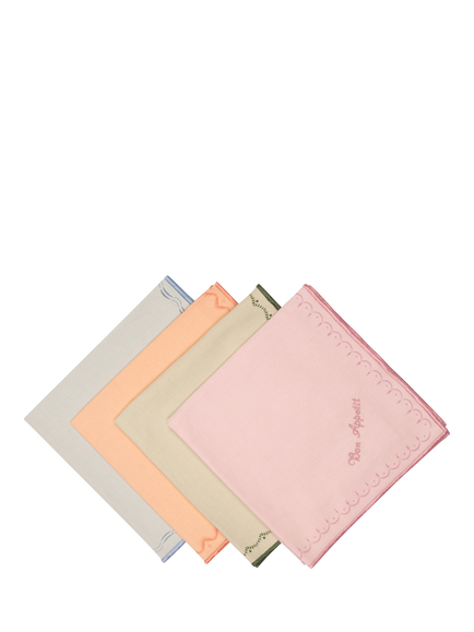 Yvonne Ellen Slogan Cotton Napkins, Set of 4, Multi, Multi