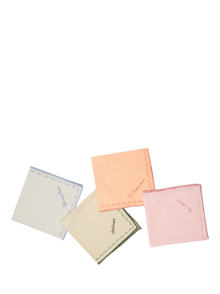Yvonne Ellen Slogan Cotton Napkins, Set of 4, Multi - view 2, Multi