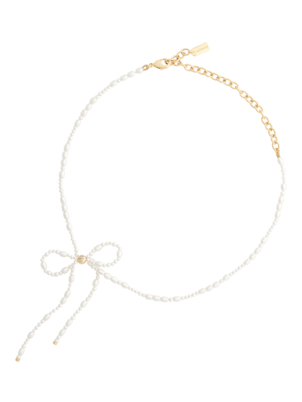Coach Bow Charm Choker Necklace, Pearl, Pearl