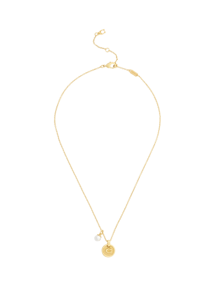 Coach Sculpted Disc Pendant Necklace, Gold, Gold