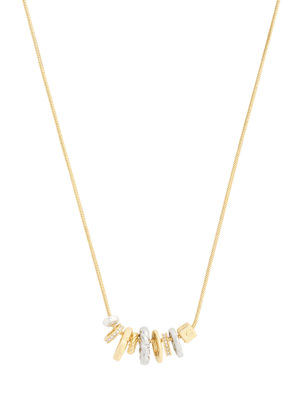 Coach Rondelle Long Charm Necklace, Two Tone - view 2, Two Tone